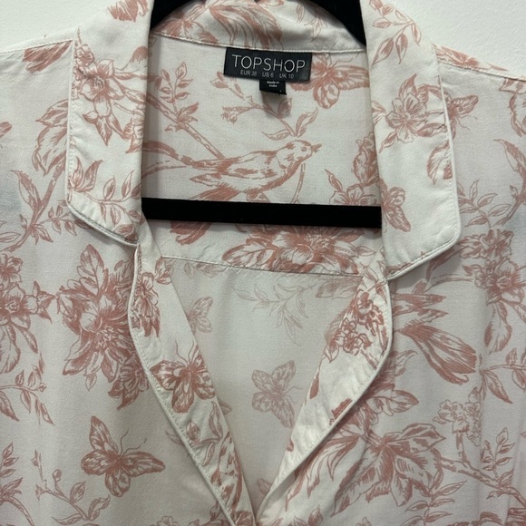 Topshop Bird Printed Pajama Top Sz 6 - Picture 3 of 8
